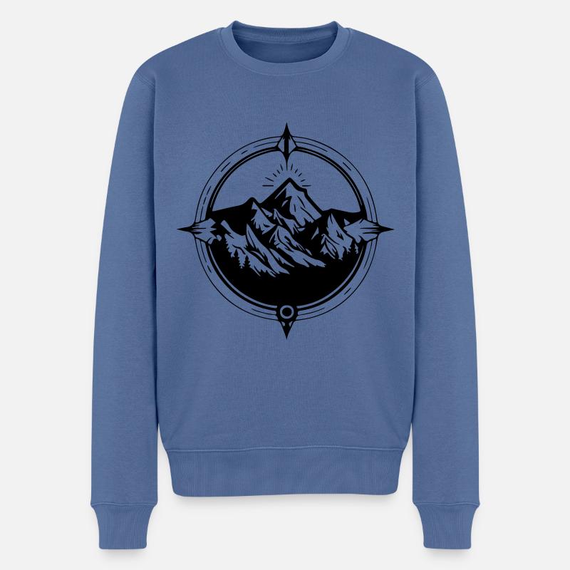 Symbole de voyage Compass Mountains - Pull Premium bio Homme - bleu pigeon
