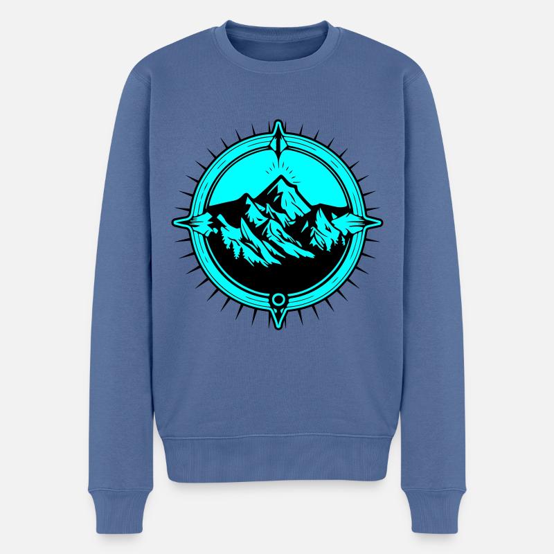 Symbole de voyage Compass Mountains - Pull Premium bio Homme - bleu pigeon