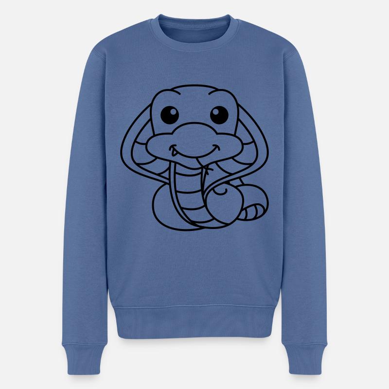 Schlange Kobra Comic Tier - Männer Premium Bio Pullover - Taubenblau