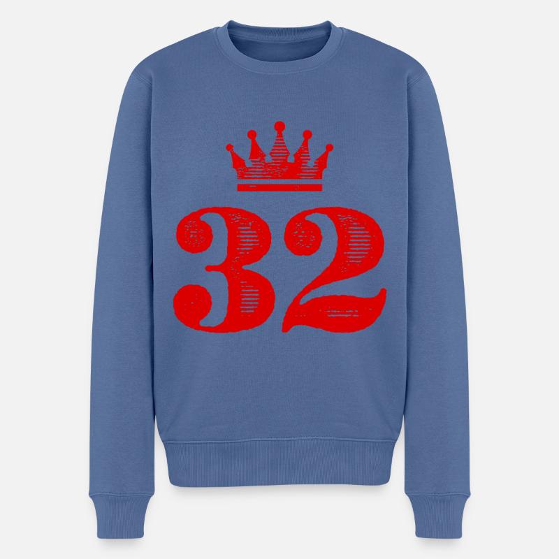 32 Zahl Krone - Männer Premium Bio Pullover - Taubenblau