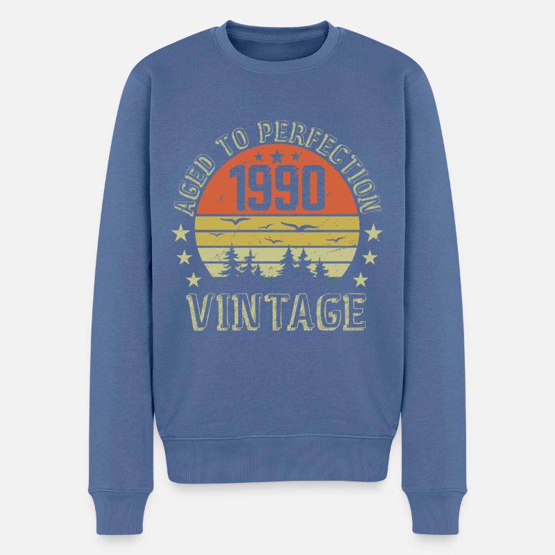 1990 Vintage Né 1990 Cadeau D'anniversaire 1990 - Pull Premium bio Homme - bleu pigeon