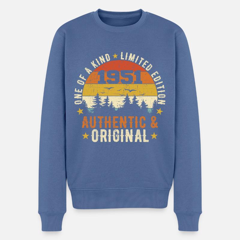 Original 1951 Geburtstagsgeschenk 1951 authentisch - Männer Premium Bio Pullover - Taubenblau