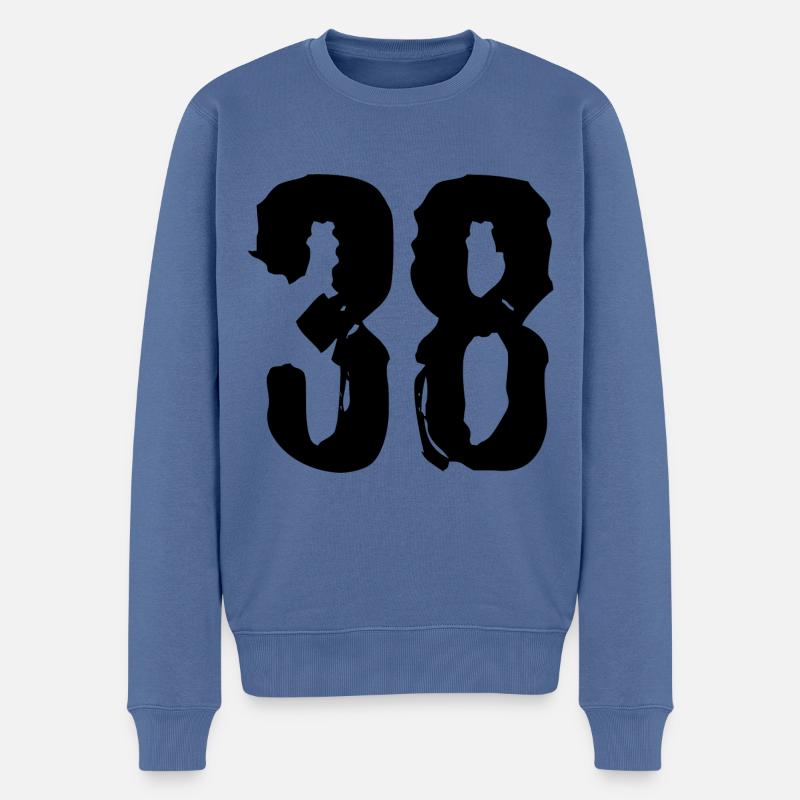 38 Zahl Trikot - Männer Premium Bio Pullover - Taubenblau