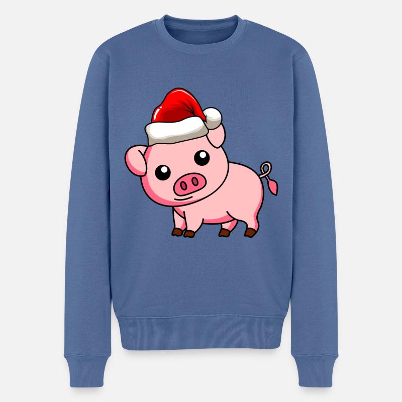 Pig Comic Christmas - Pull Premium bio Homme - bleu pigeon