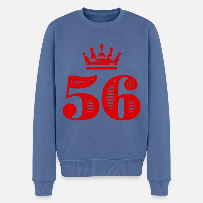 56 Zahl Krone - Männer Premium Bio Pullover - Taubenblau