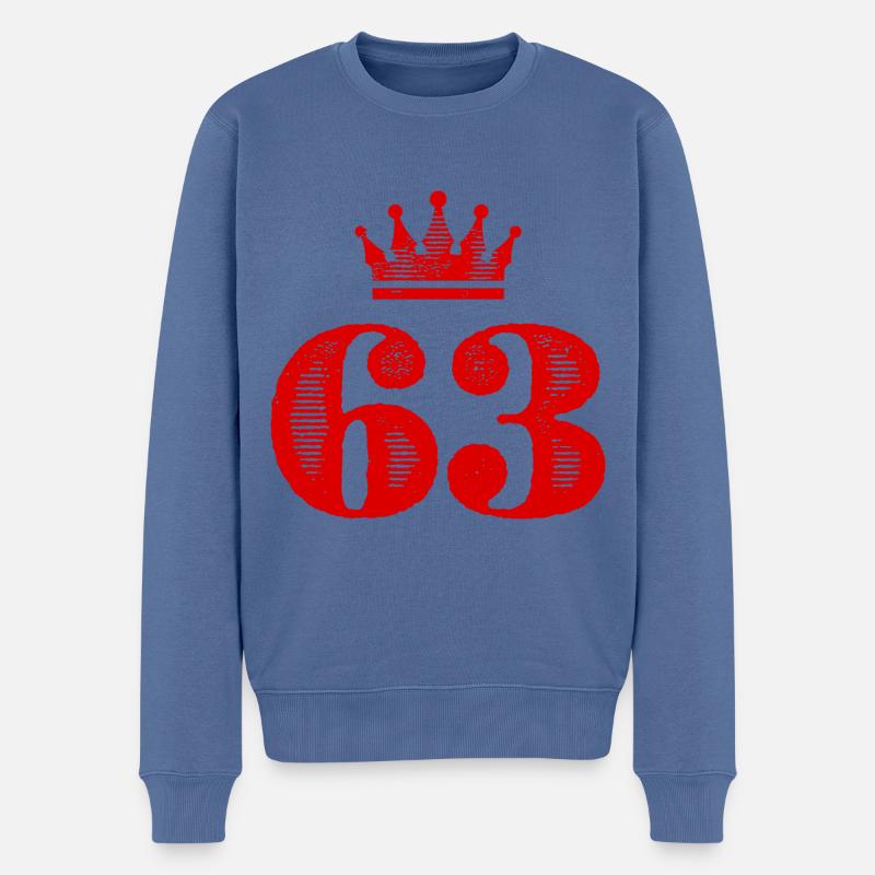 63 Zahl Krone - Männer Premium Bio Pullover - Taubenblau