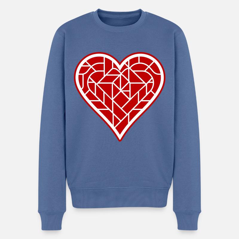 Herz Love Symbol - Männer Premium Bio Pullover - Taubenblau