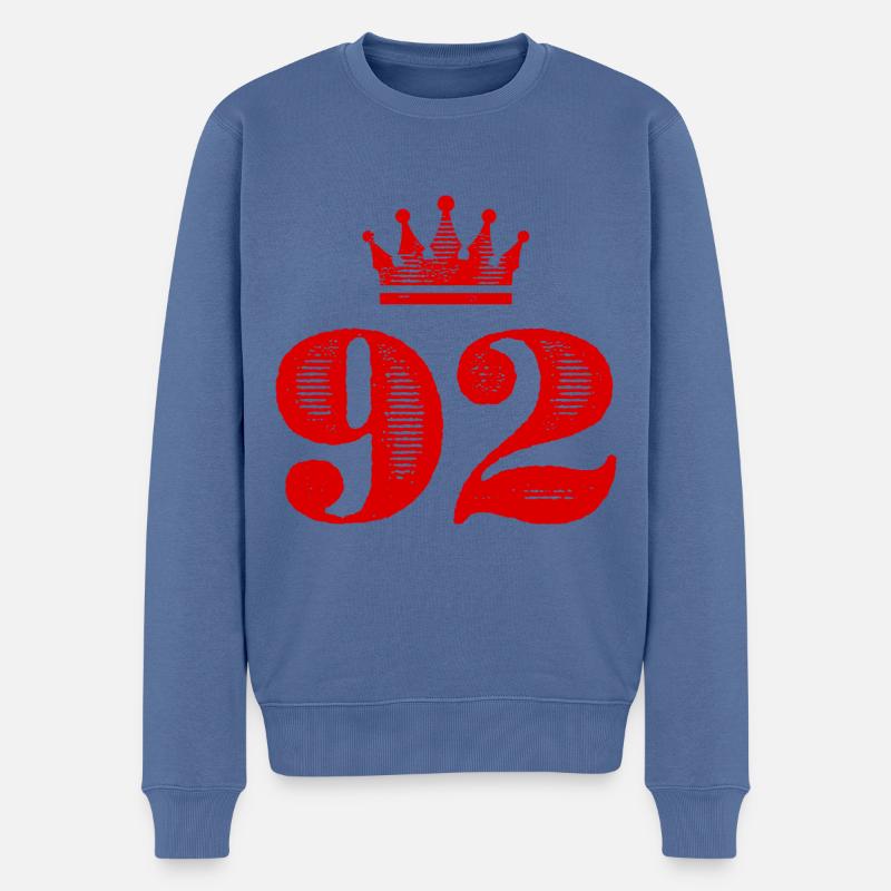 92 Zahl Krone - Männer Premium Bio Pullover - Taubenblau