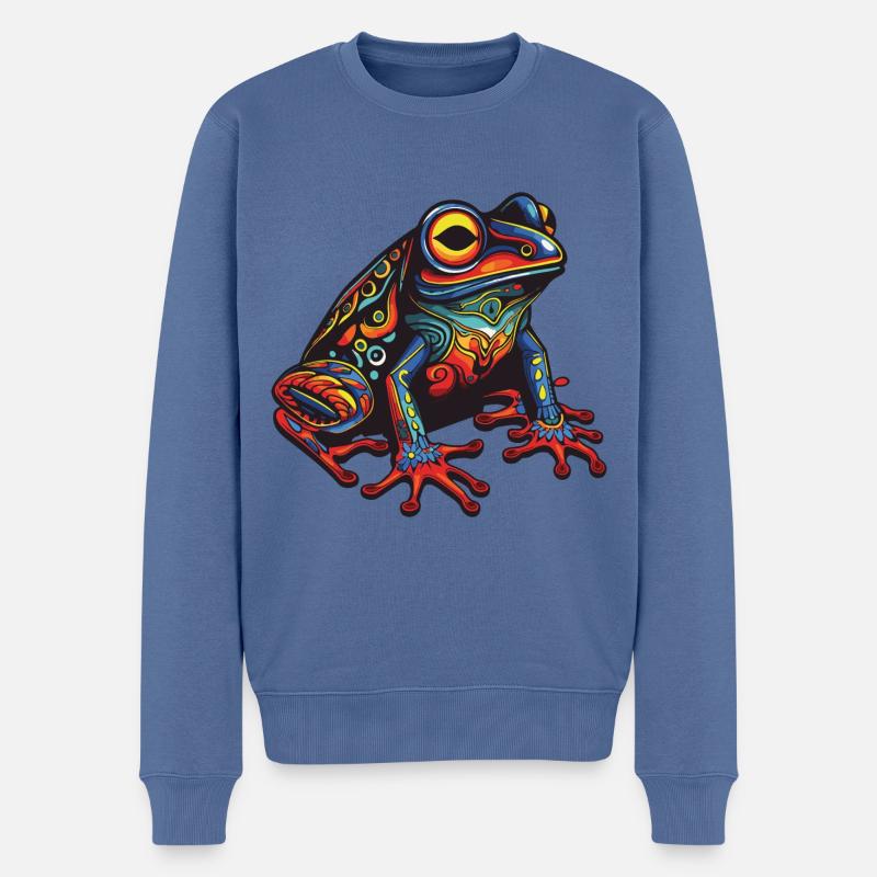 Portrait de grenouille - Pull Premium bio Homme - bleu pigeon