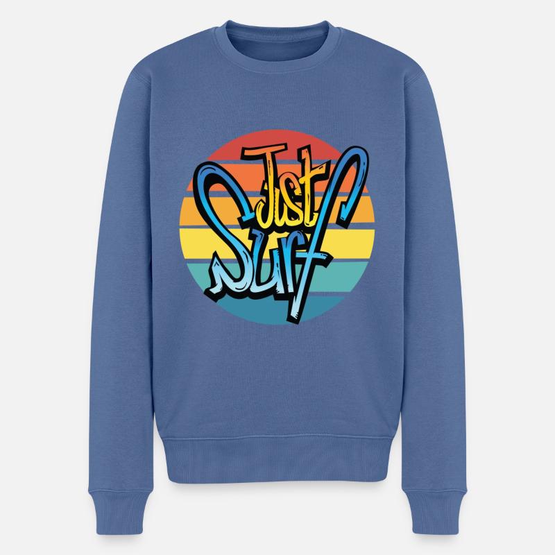 Just Surf - Männer Premium Bio Pullover - Taubenblau