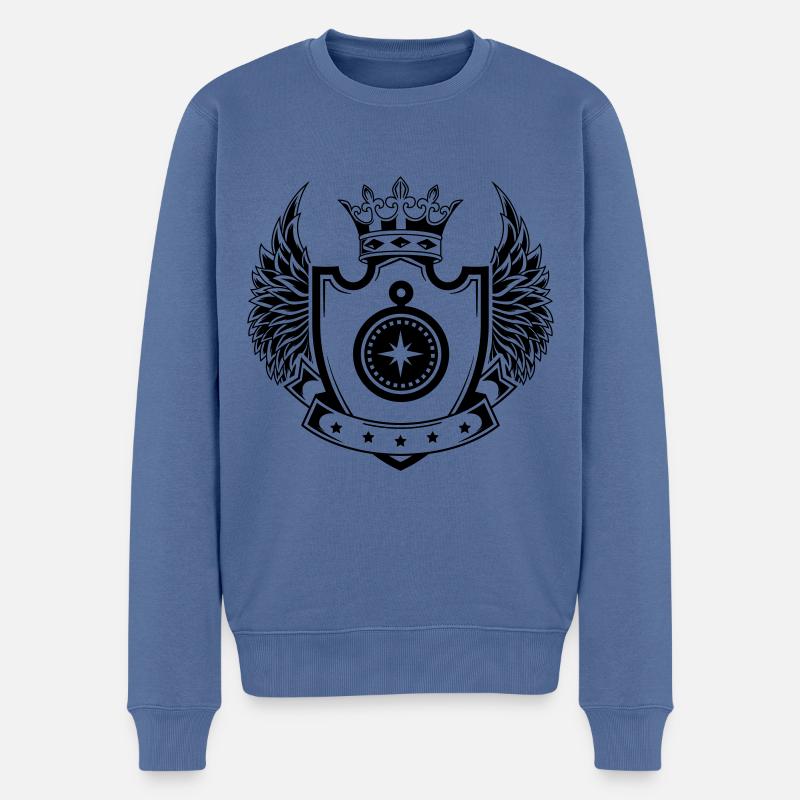 Kompass schild - Männer Premium Bio Pullover - Taubenblau