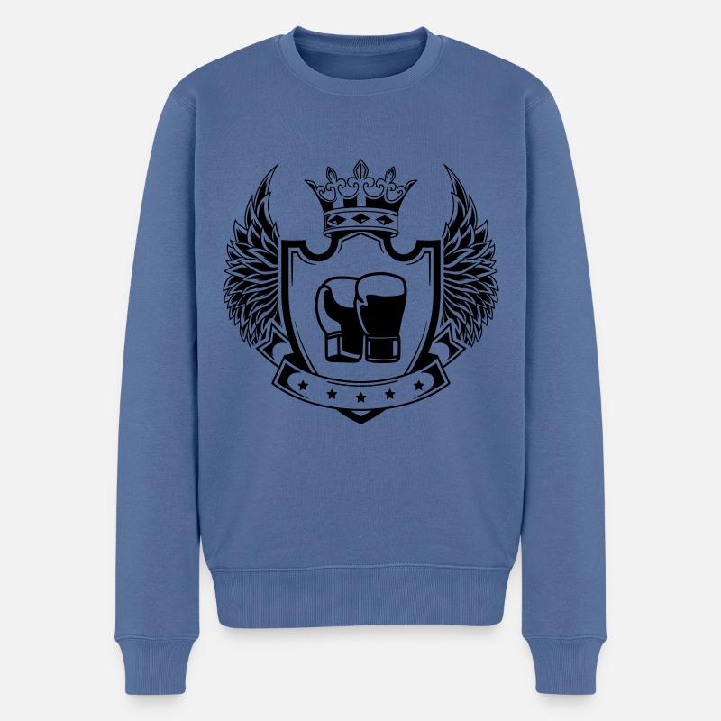 Armoiries des gants de boxe - Pull Premium bio Homme - bleu pigeon