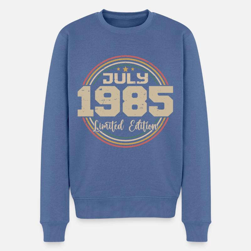 1985 Geburtstag Juli 1985 Geschenk Juli 1985 - Männer Premium Bio Pullover - Taubenblau
