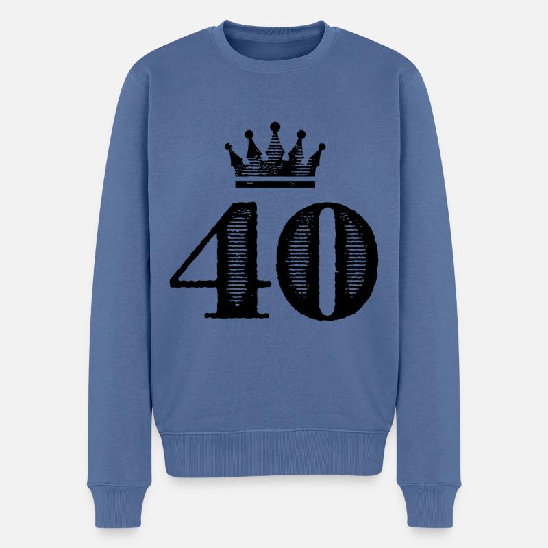 40 Zahl Krone - Männer Premium Bio Pullover - Taubenblau