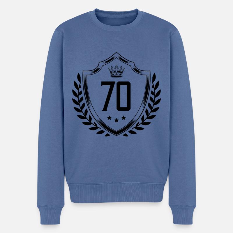 70 Zahl Kranz - Männer Premium Bio Pullover - Taubenblau