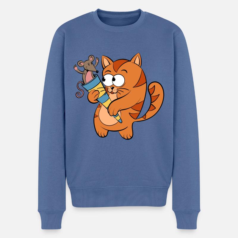 Petit chaton d’école - Pull Premium bio Homme - bleu pigeon