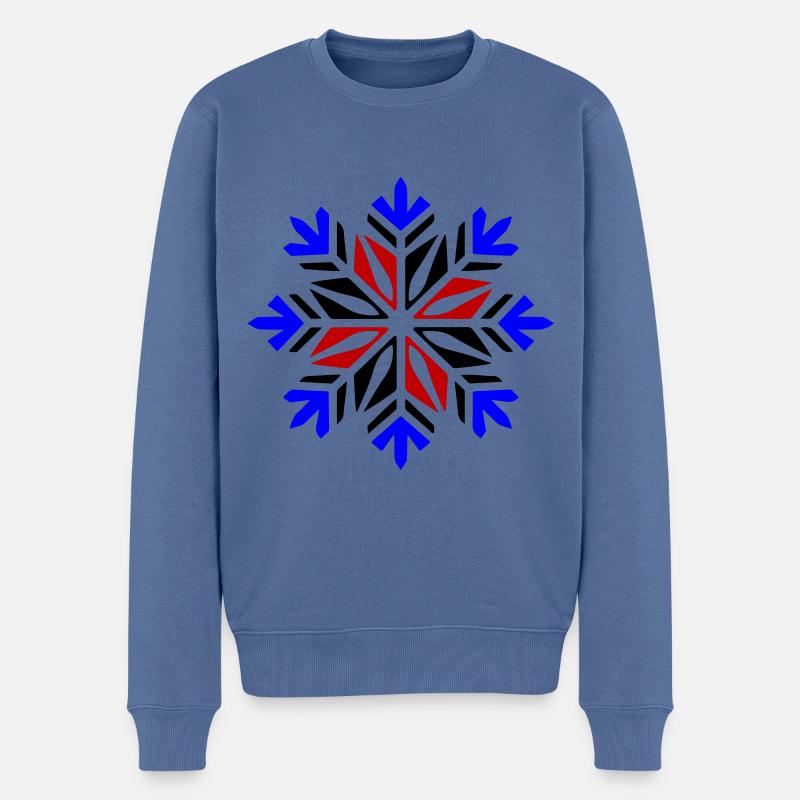 Flocon De Neige, Hiver, Neige - Pull Premium bio Homme - bleu pigeon