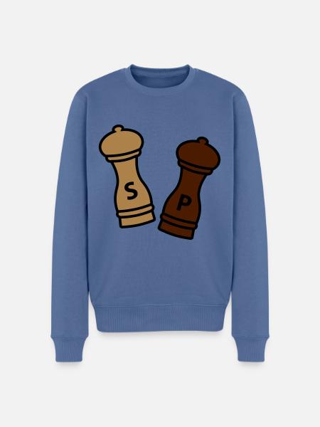 Peper en zout / cadeau idee hobbykok / kruiden - Mannen Premium Bio sweater - duifblauw