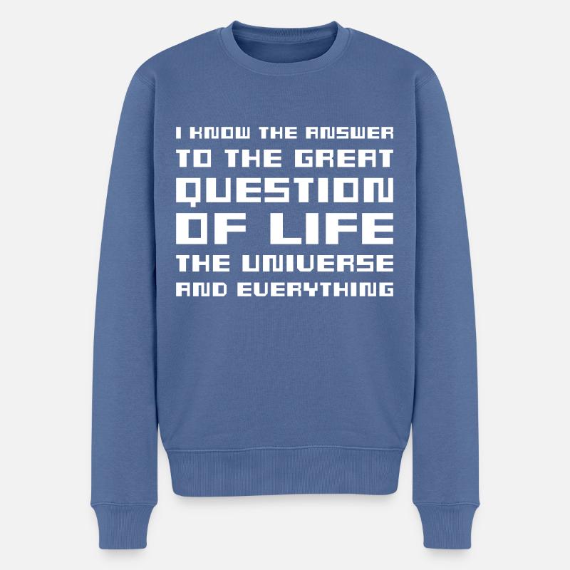 I know the answer - Hitchhiker's Guide - Männer Premium Bio Pullover - Taubenblau