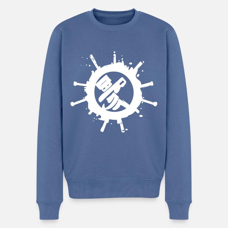 Krieg! - Männer Premium Bio Pullover - Taubenblau
