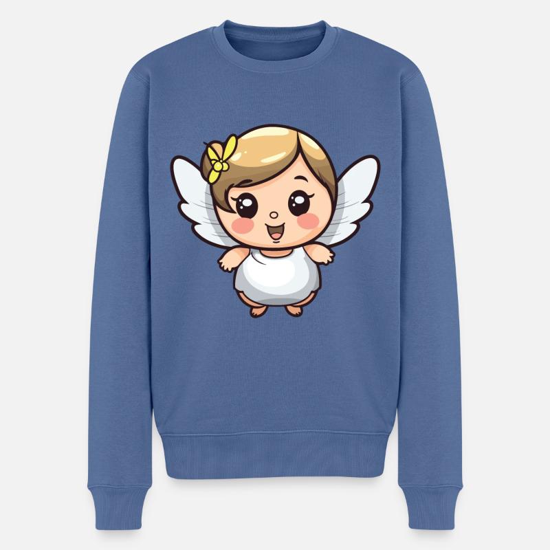 Fee Niedlich Comic - Männer Premium Bio Pullover - Taubenblau