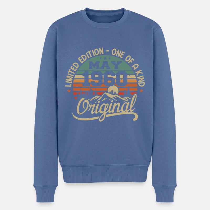Mai 1960 Geburtstag Mai 1960 Geschenk 1960 Mai - Männer Premium Bio Pullover - Taubenblau