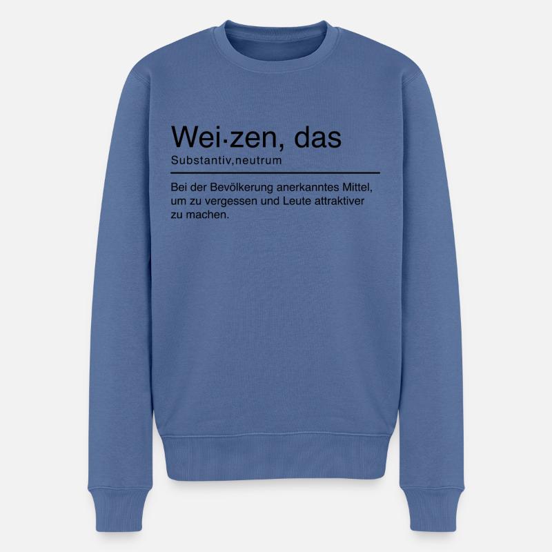 Weizen Duden Spruch Lustig Schwarz - Männer Premium Bio Pullover - Taubenblau