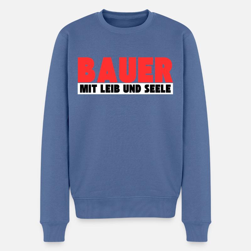 Bauer mit Leib und Seele - Männer Premium Bio Pullover - Taubenblau