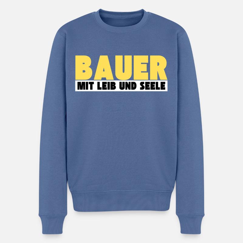 Bauer mit Leib und Seele - Männer Premium Bio Pullover - Taubenblau
