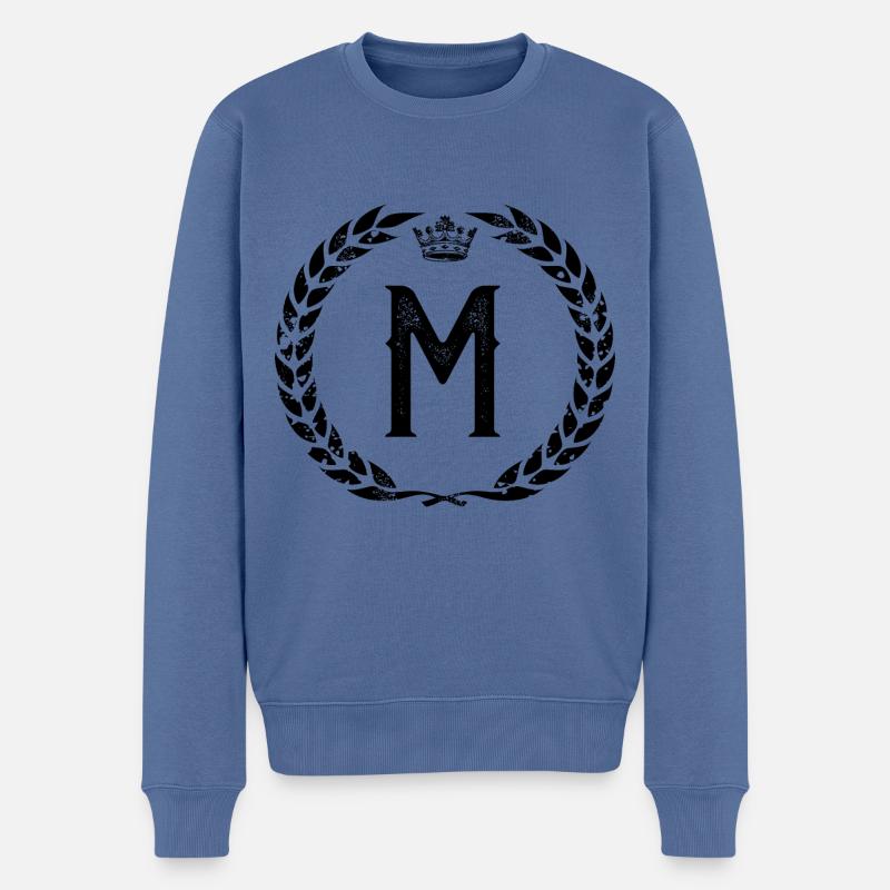 M Buchstabe Kranz - Männer Premium Bio Pullover - Taubenblau