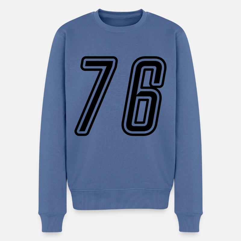 76 Numéro de numéro - Pull Premium bio Homme - bleu pigeon
