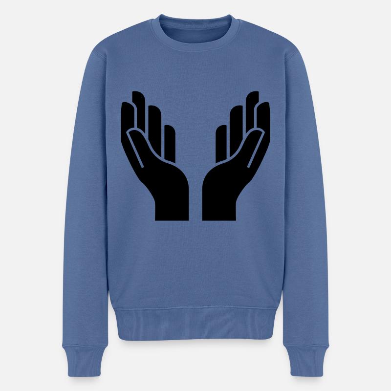 Hände icon symbol - Männer Premium Bio Pullover - Taubenblau