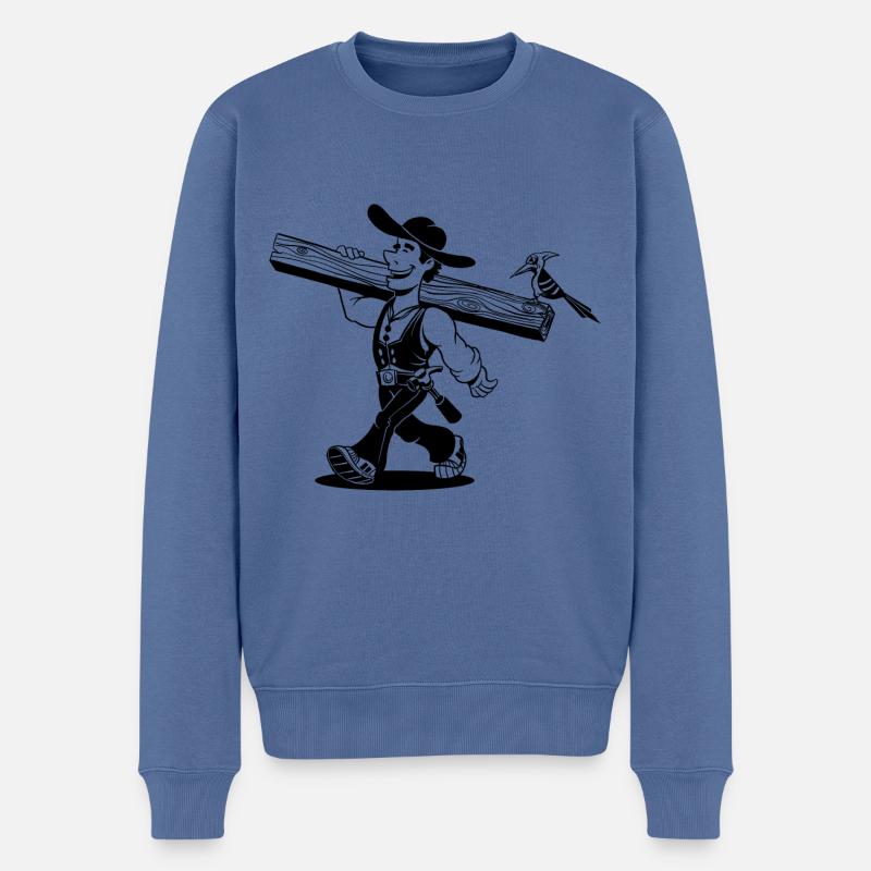 Zimmermann Cartoon - Männer Premium Bio Pullover - Taubenblau