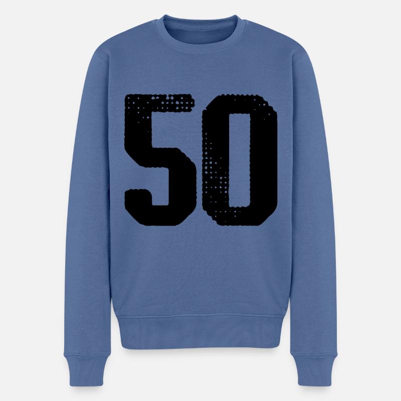 50 Zahl Trikot - Männer Premium Bio Pullover - Taubenblau