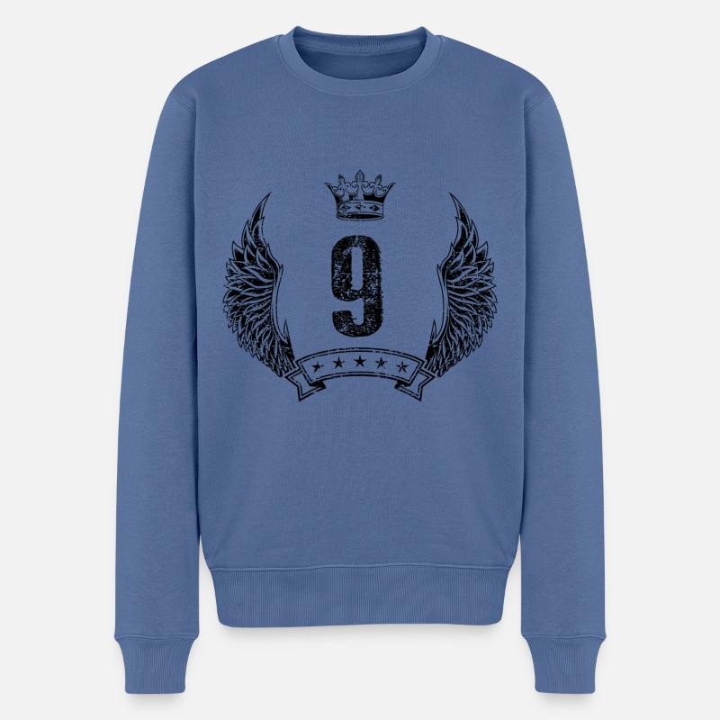9 Couronne de numéros - Pull Premium bio Homme - bleu pigeon