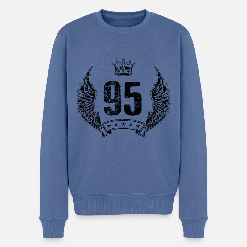95 Couronne numérique - Pull Premium bio Homme - bleu pigeon