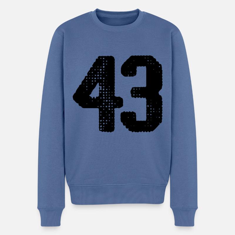 43 Zahl Trikot - Männer Premium Bio Pullover - Taubenblau