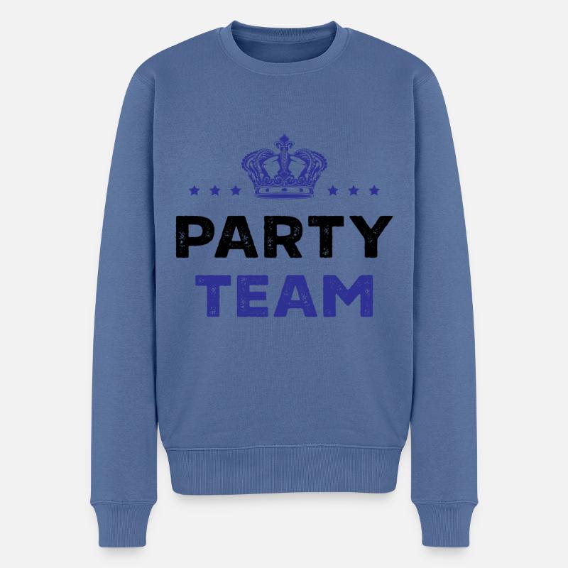 Party Team - Männer Premium Bio Pullover - Taubenblau