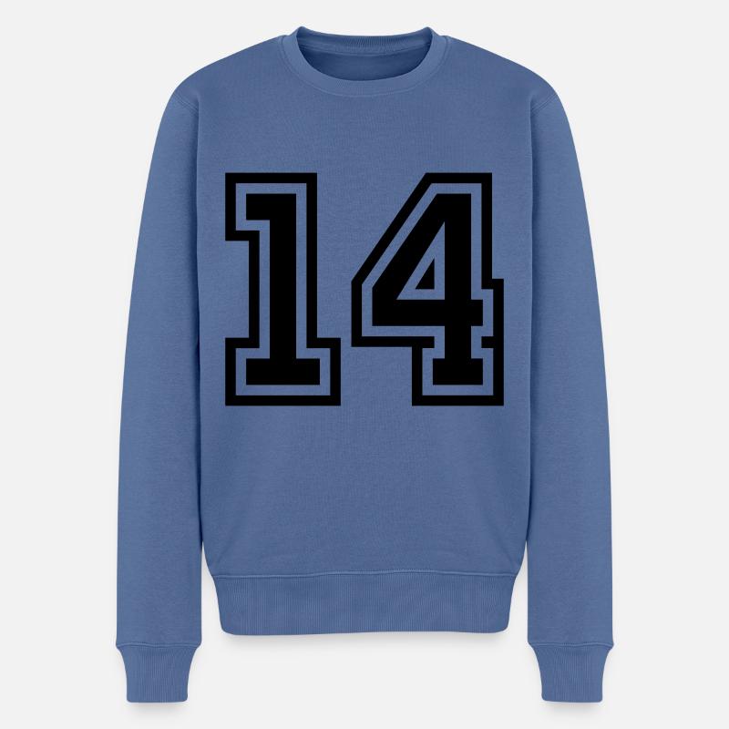14 Zahl symbol - Männer Premium Bio Pullover - Taubenblau