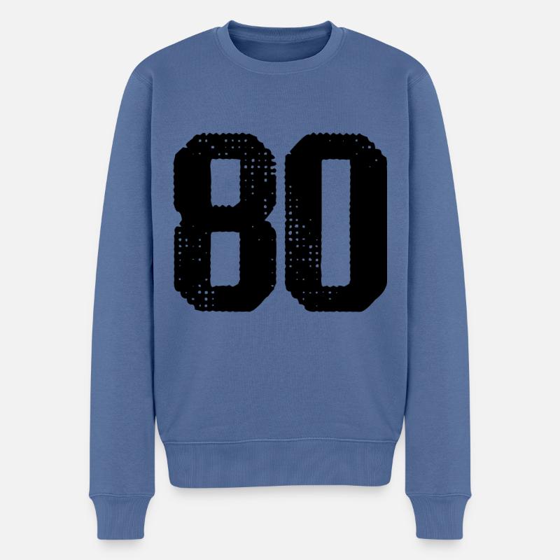80 Zahl Trikot - Männer Premium Bio Pullover - Taubenblau