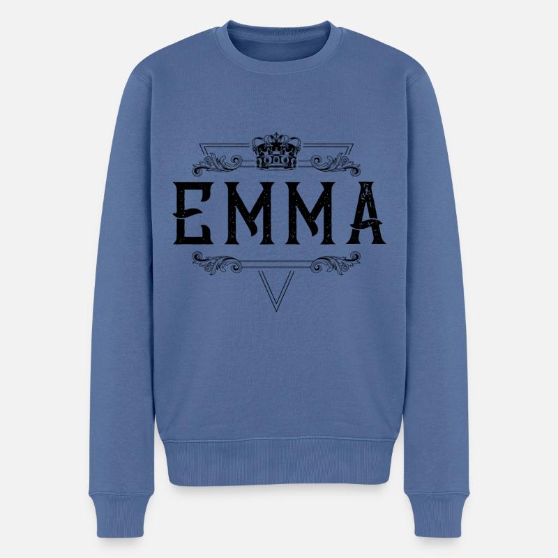 Nom Emma - Pull Premium bio Homme - bleu pigeon
