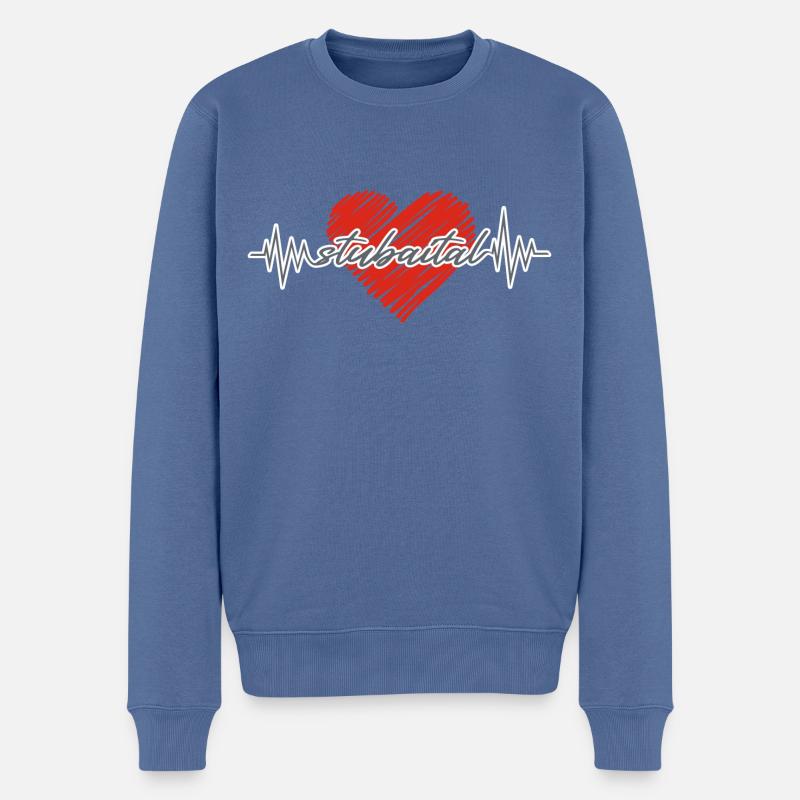 Heartbeat Stubaital - Männer Premium Bio Pullover - Taubenblau