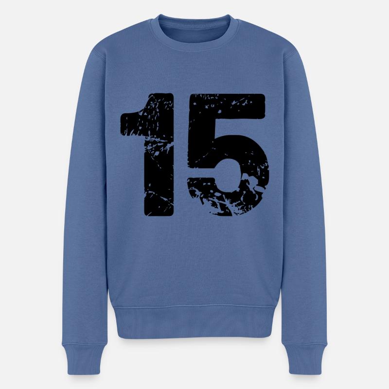 15 Zahl Trikot - Männer Premium Bio Pullover - Taubenblau