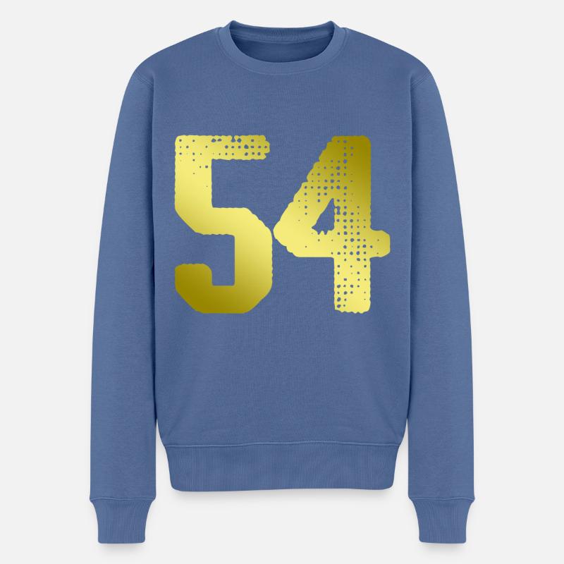 54 Zahl Trikot - Männer Premium Bio Pullover - Taubenblau