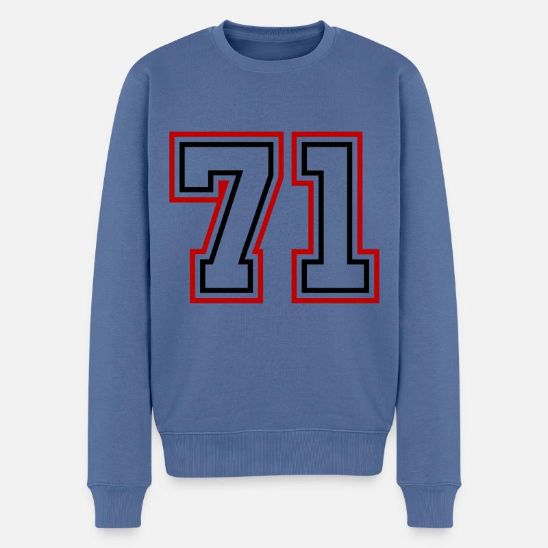 71 Zahl nummer - Männer Premium Bio Pullover - Taubenblau