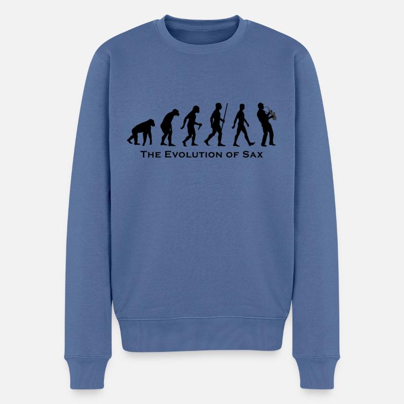 L'évolution du sax - Pull Premium bio Homme - bleu pigeon