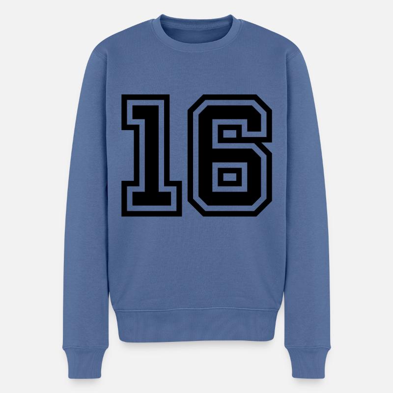 16 Zahl symbol - Männer Premium Bio Pullover - Taubenblau