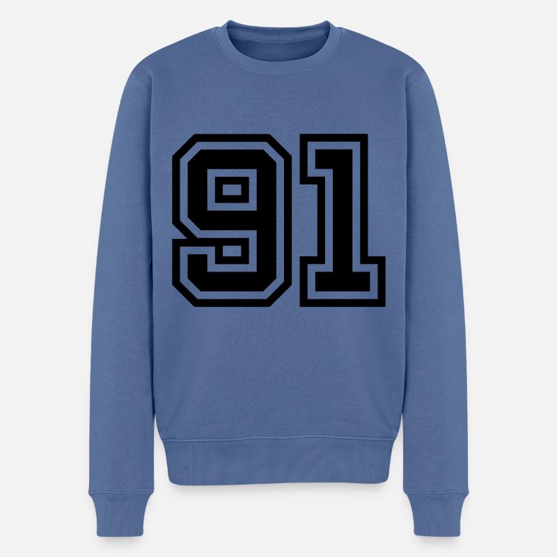 91 Zahl Symbol - Männer Premium Bio Pullover - Taubenblau