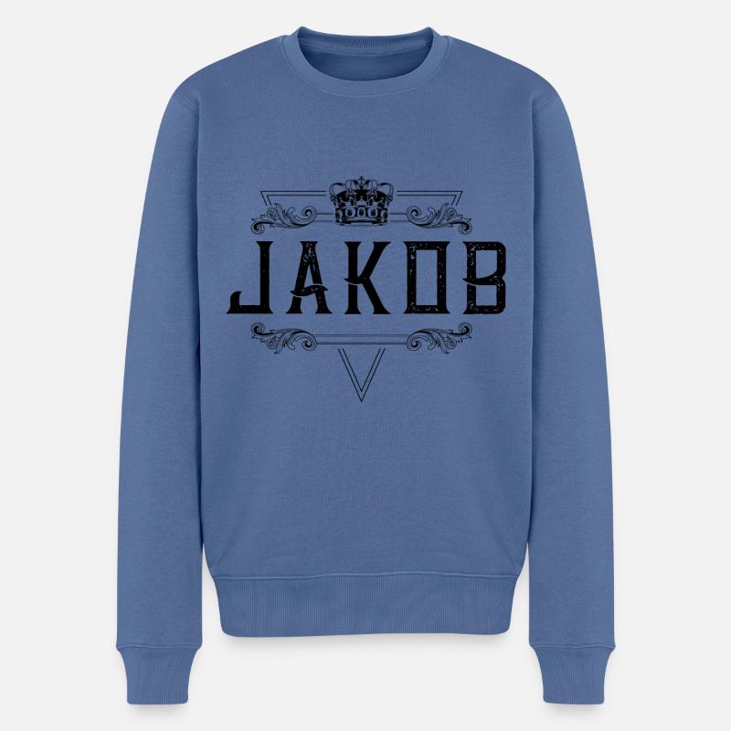 Jakob Name - Männer Premium Bio Pullover - Taubenblau