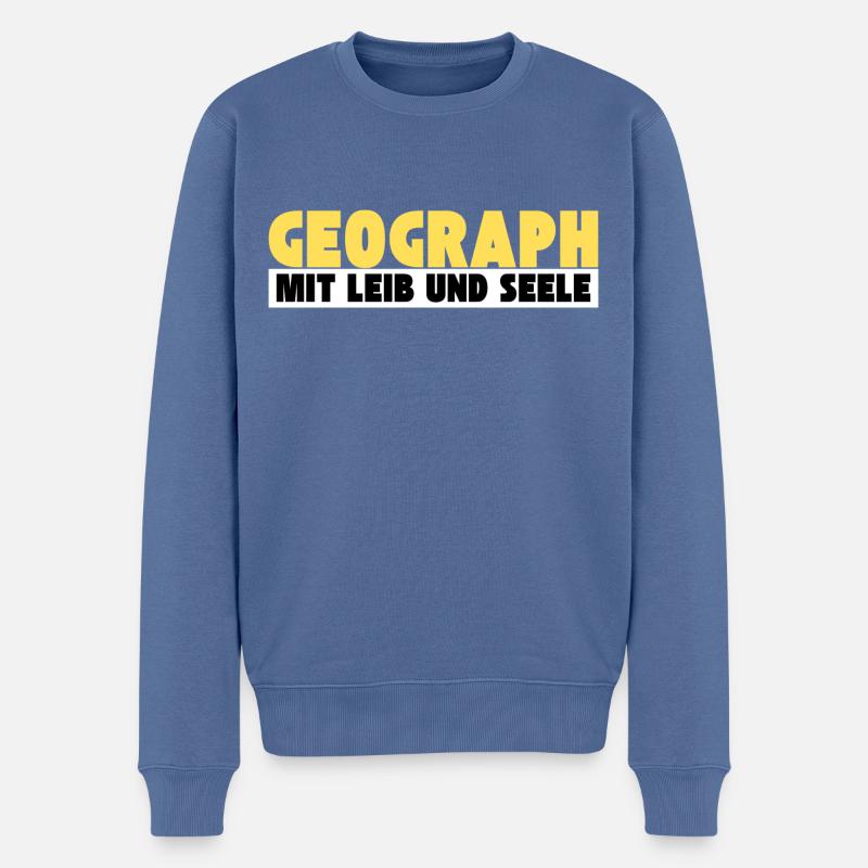 Geograph mit Leib und Seele - Männer Premium Bio Pullover - Taubenblau